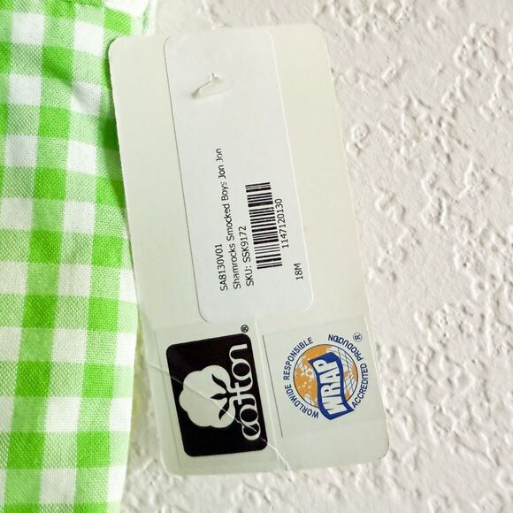 Southern Sunshine Shamrocks Smocked JonJon Romper Boys 18 mos St Patrick’s Day - Picture 7 of 9